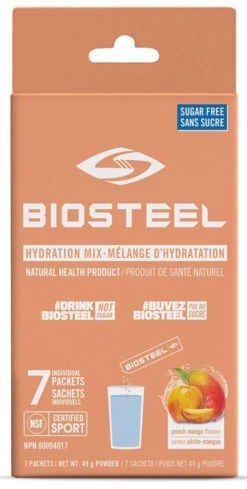 BioSteel High-Performance Sports Hydration Mix (7 Count) -Hockey Supremacy Deals Store 630615 CAN 20Biosteel Hydration 20Mix Peach 20Mango 7CT Front