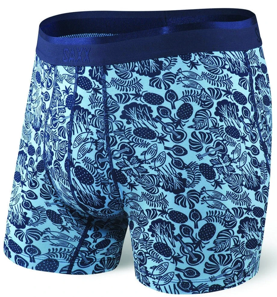 SAXX Platinum Boxer Brief Fly Blue Jungle Jam 1 SAXX Platinum Boxer Brief Fly Blue Jungle Jam